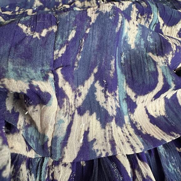 Lavender Brown Metallic Shimmer Neck Tie Halter Mini Dress Navy Multi S - Picture 5 of 13